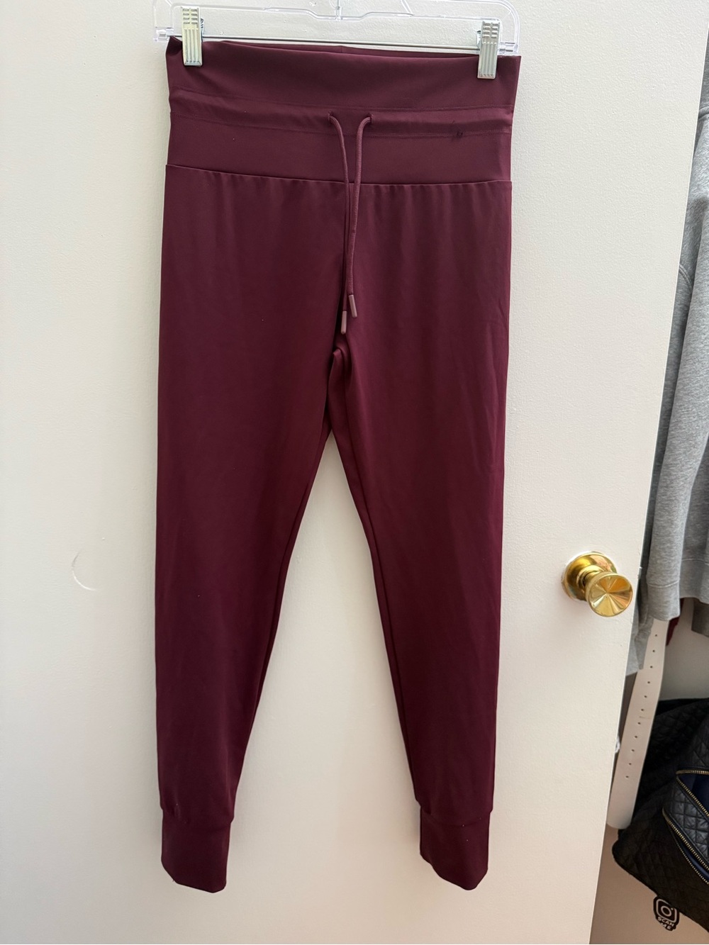 High-Waist Burgundy Athletic Joggers